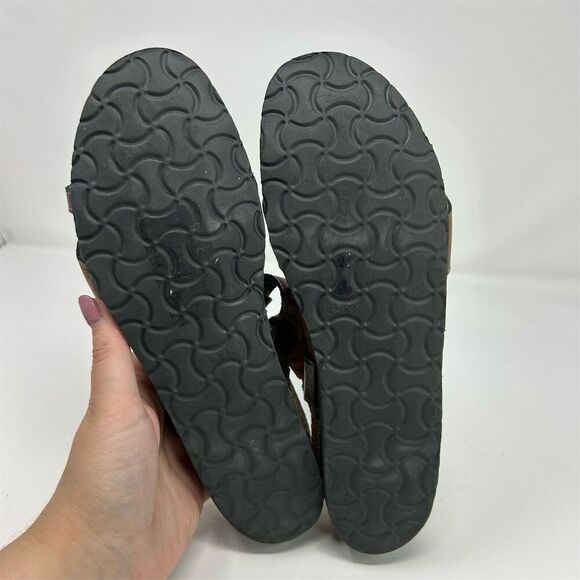 Naot Women's Gold Leather Slingback Wedge Sandal Size 11 Strappy Casual Summer - Picture 9 of 11